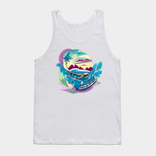 funny car watercolor painting style illustration Tank Top